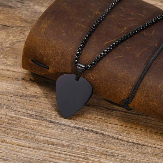 New Unique Guitar Pick Necklace for Men Boys, Stainless Steel Guitar Picks Pendant Collar to Music-Lovers Gifts Jewelry