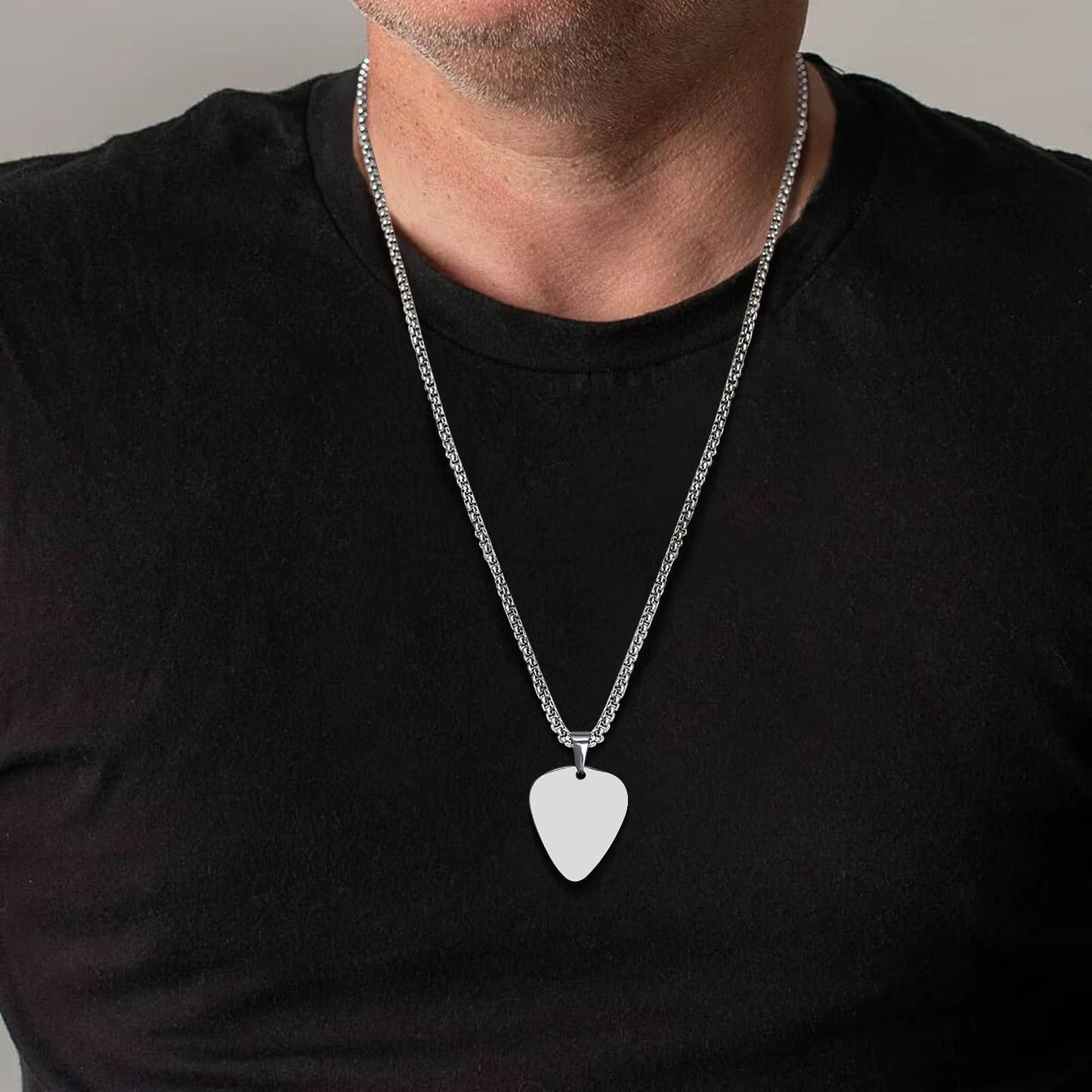 New Unique Guitar Pick Necklace for Men Boys, Stainless Steel Guitar Picks Pendant Collar to Music-Lovers Gifts Jewelry