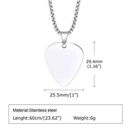 New Unique Guitar Pick Necklace for Men Boys, Stainless Steel Guitar Picks Pendant Collar to Music-Lovers Gifts Jewelry